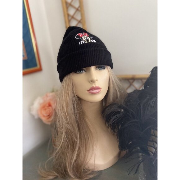 Minnie Mouse Hat Knit Beanie Disney Collection by Neff Black One Size Very Good - Picture 13 of 16